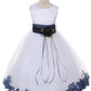160B+ White Satin Flower Petal Plus Size Girl Dress