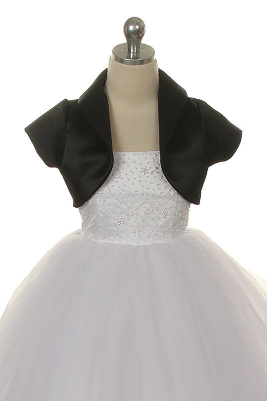 299 Satin Short Sleeve Bolero with Collar for Girls