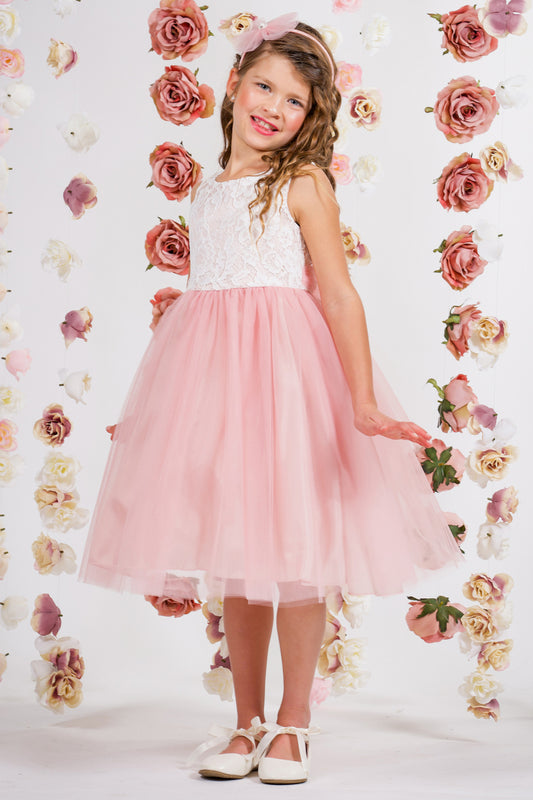 414 Lace Illusion Girls Dress