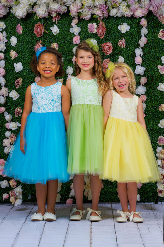 414 Lace Illusion Girls Dress (Sale Colors)