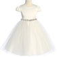 452 Capped Sleeve Satin & Tulle Girls Dress with Plus Sizes