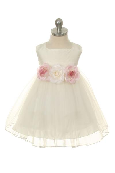 428B Ivory Poly Silk Tulle Baby Dress