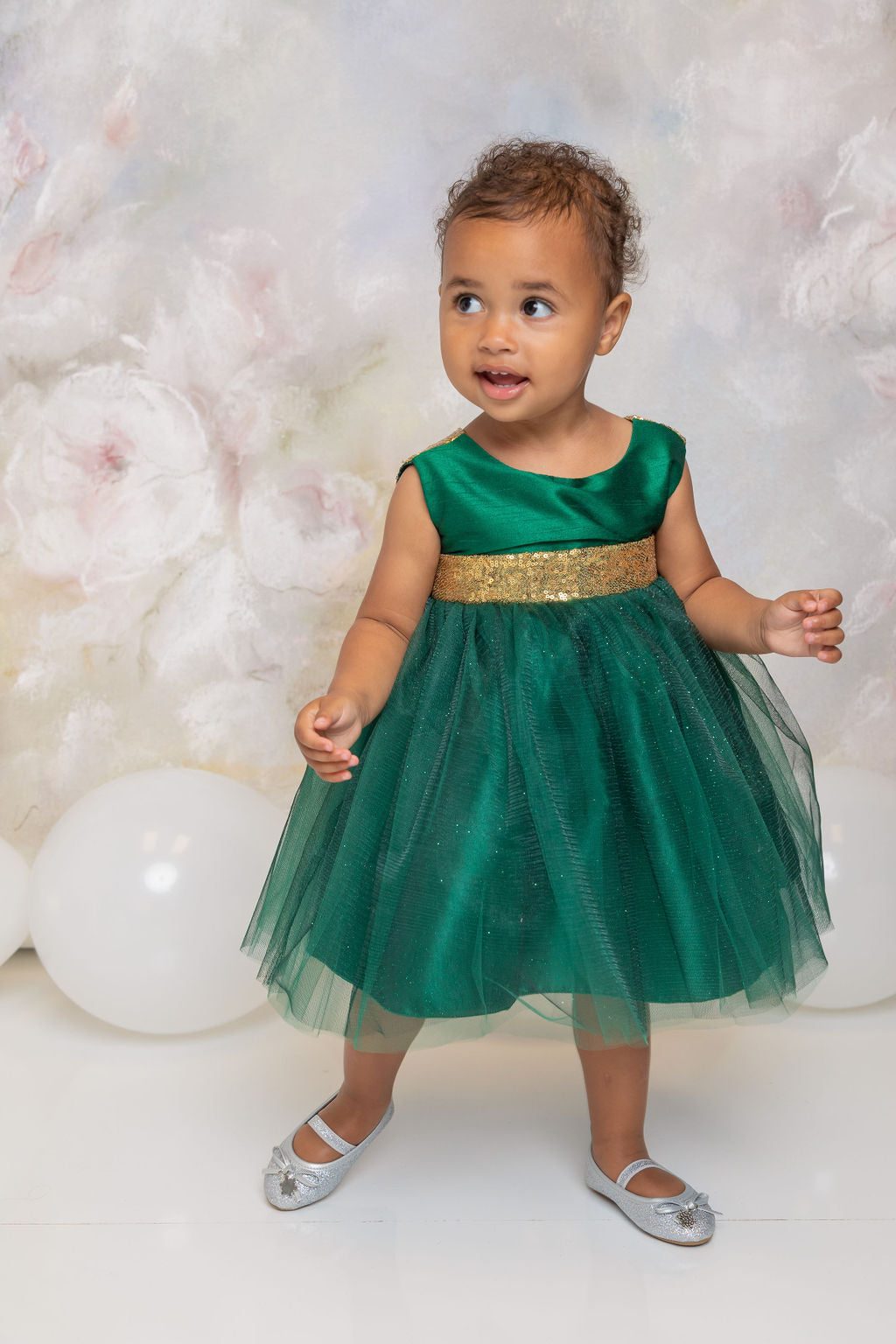 498B Gold Sequins V Back & Bow Baby Dress Kid's Dream Wholesale 498B Gold Sequins V Back & Bow Baby Dress Kid's Dream Wholesale