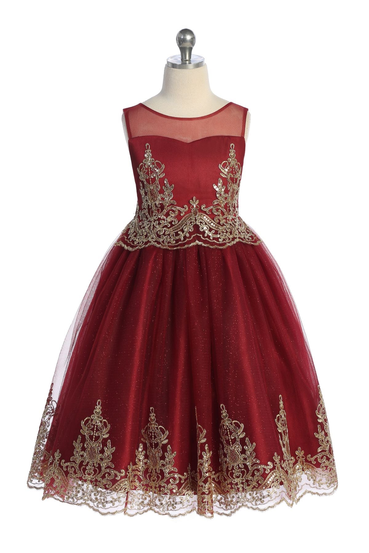 552 Embellished Gold Cording Embroidered Girls Dress Kid's Dream Wholesale 552 Embellished Gold Cording Embroidered Girls Dress Kid's Dream Wholesale