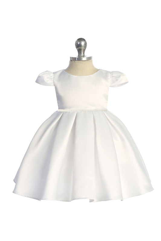 544-C Classic Pleated Baby Dress with Pearl Trim