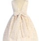 526-B All Lace Girls Dress with V Back & Bow and Mesh Pearl Trim and Plus Sizes