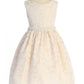 526-C All Lace Girls Dress with V Back & Bow and Thick Pearl Trim and Plus Sizes