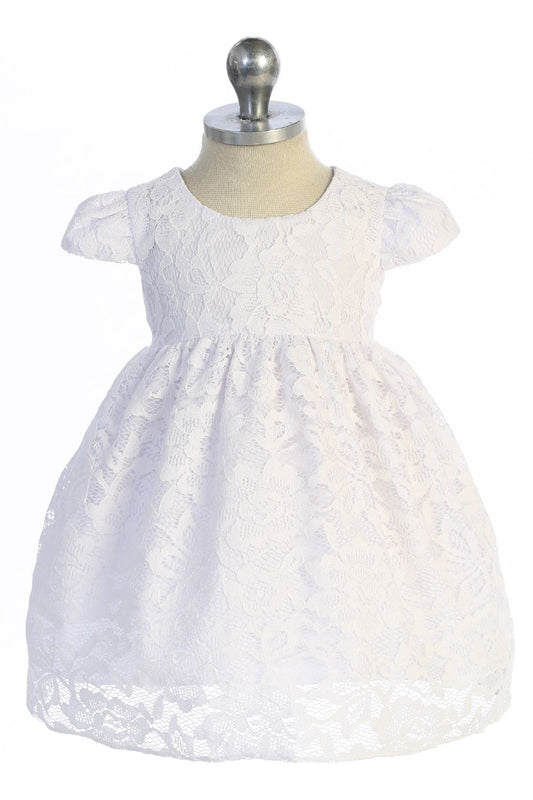 532 All Lace Baby Dress with V Back & Bow
