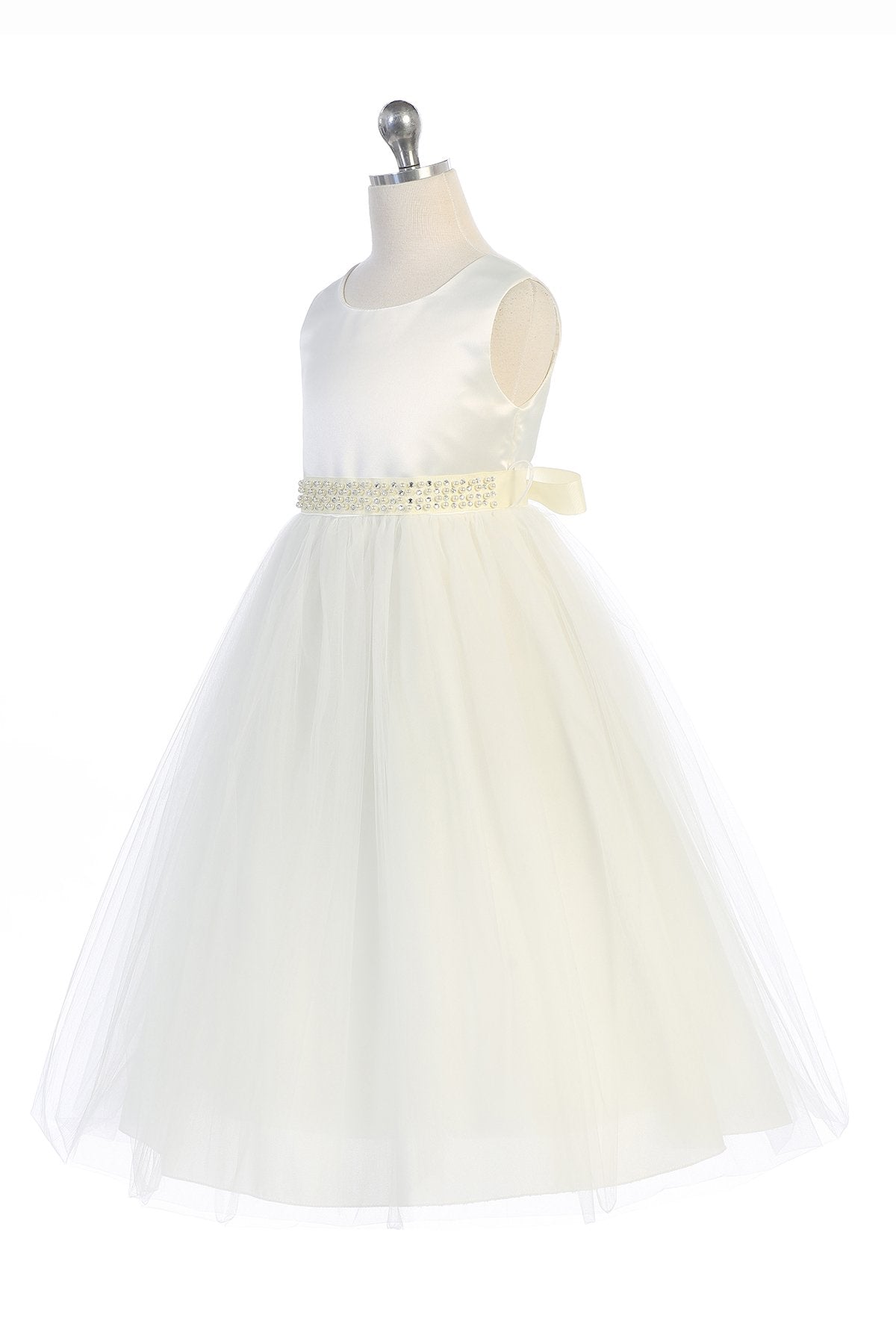 Dress - Pearl Rhinestone Satin Tulle Dress