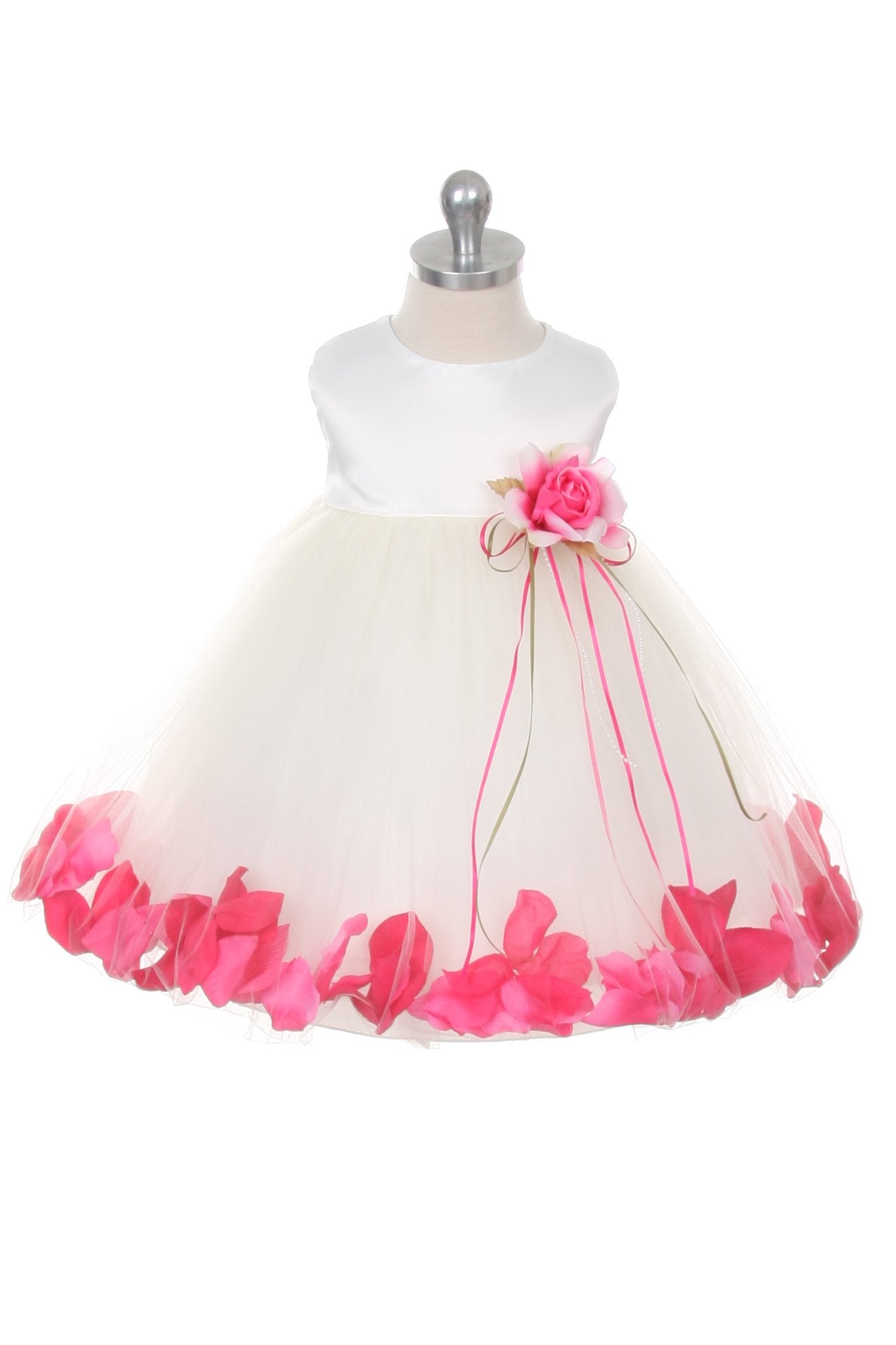 Dress - Satin Flower Petal Baby Dress (White Dress)