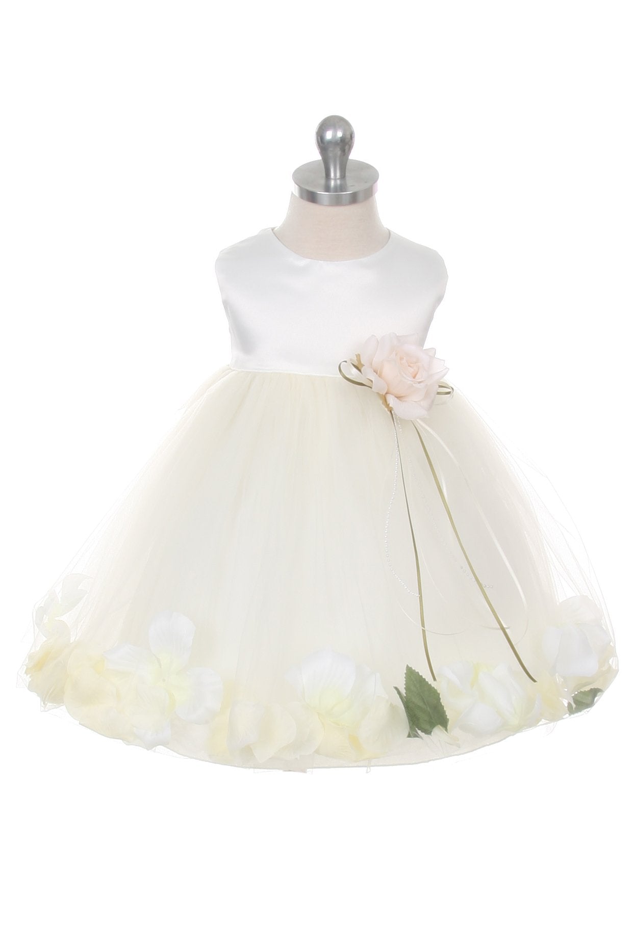 Dress - Satin Flower Petal Baby Dress (White Dress)