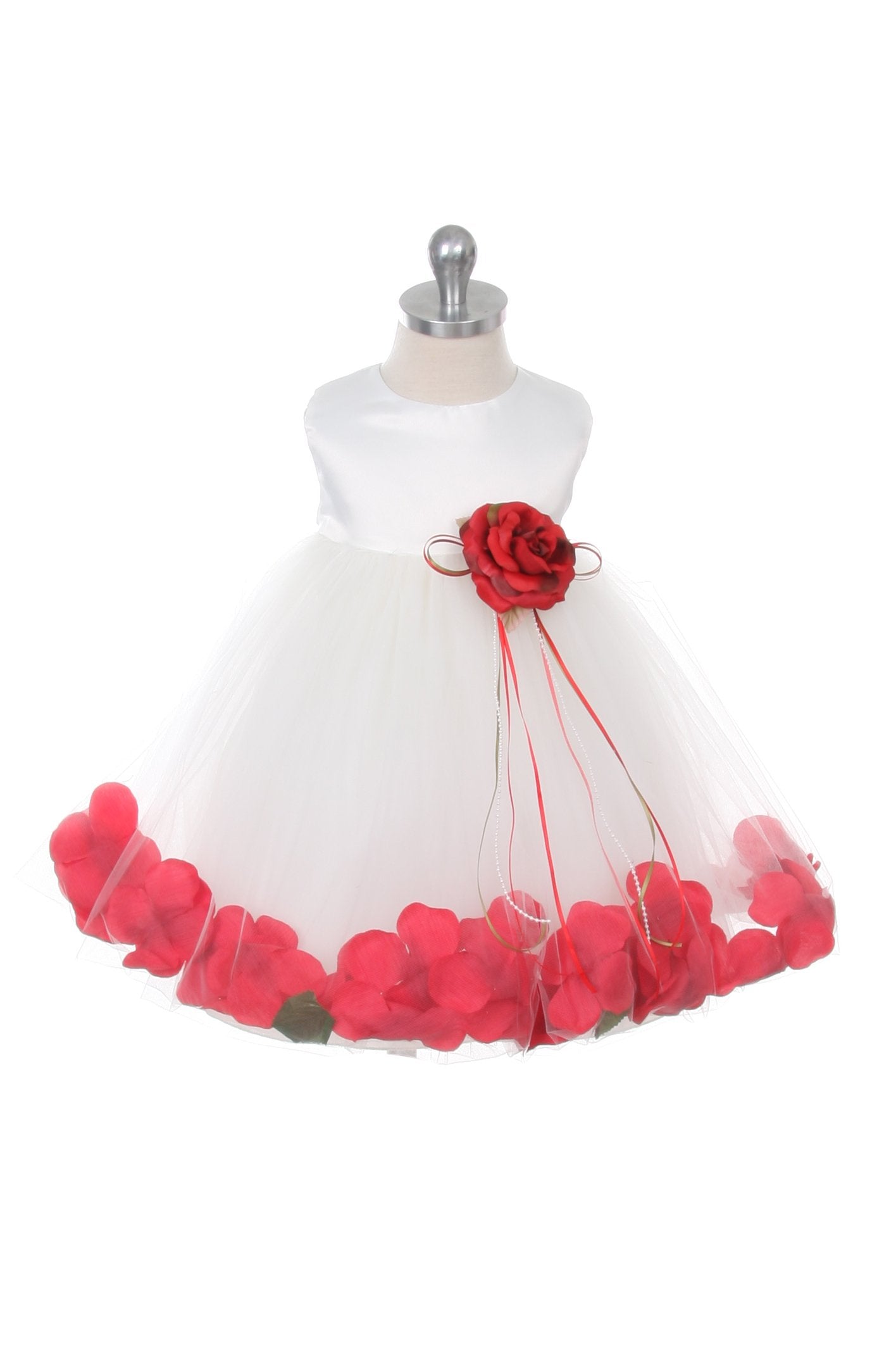 Dress - Satin Flower Petal Baby Dress (White Dress)