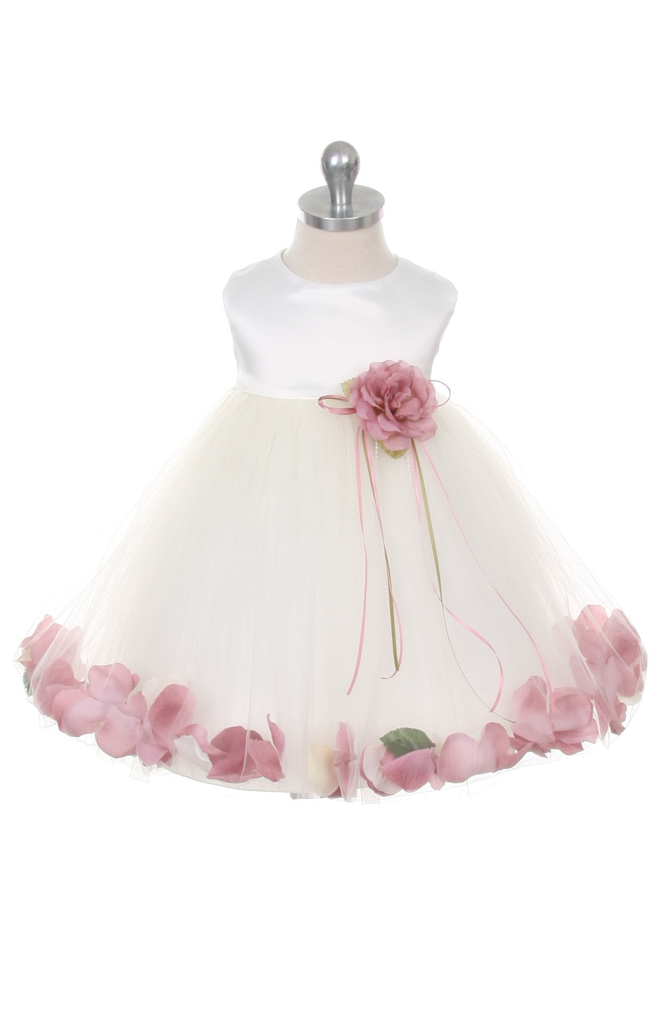 Dress - Satin Flower Petal Baby Dress (White Dress)