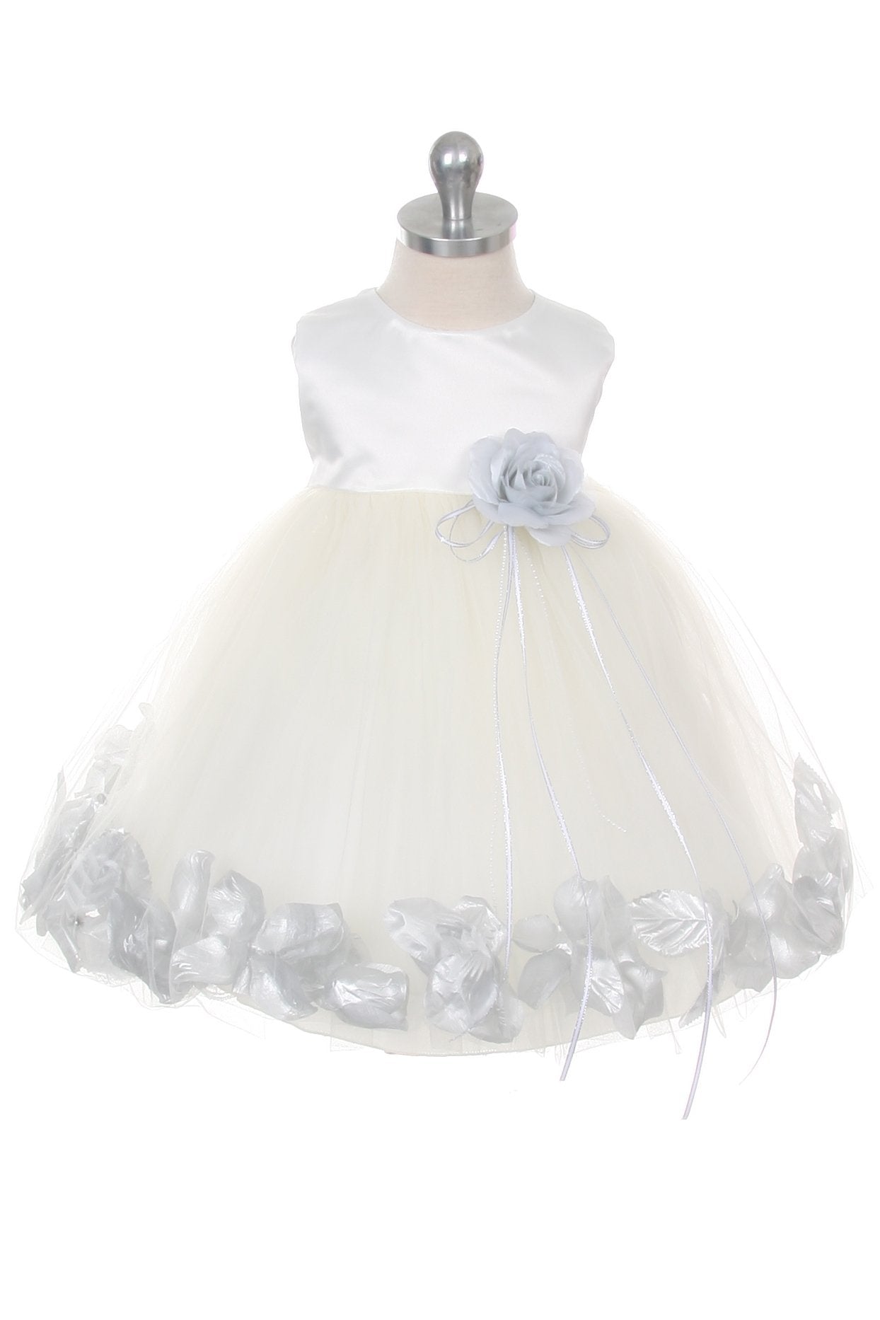 Dress - Satin Flower Petal Baby Dress (White Dress)