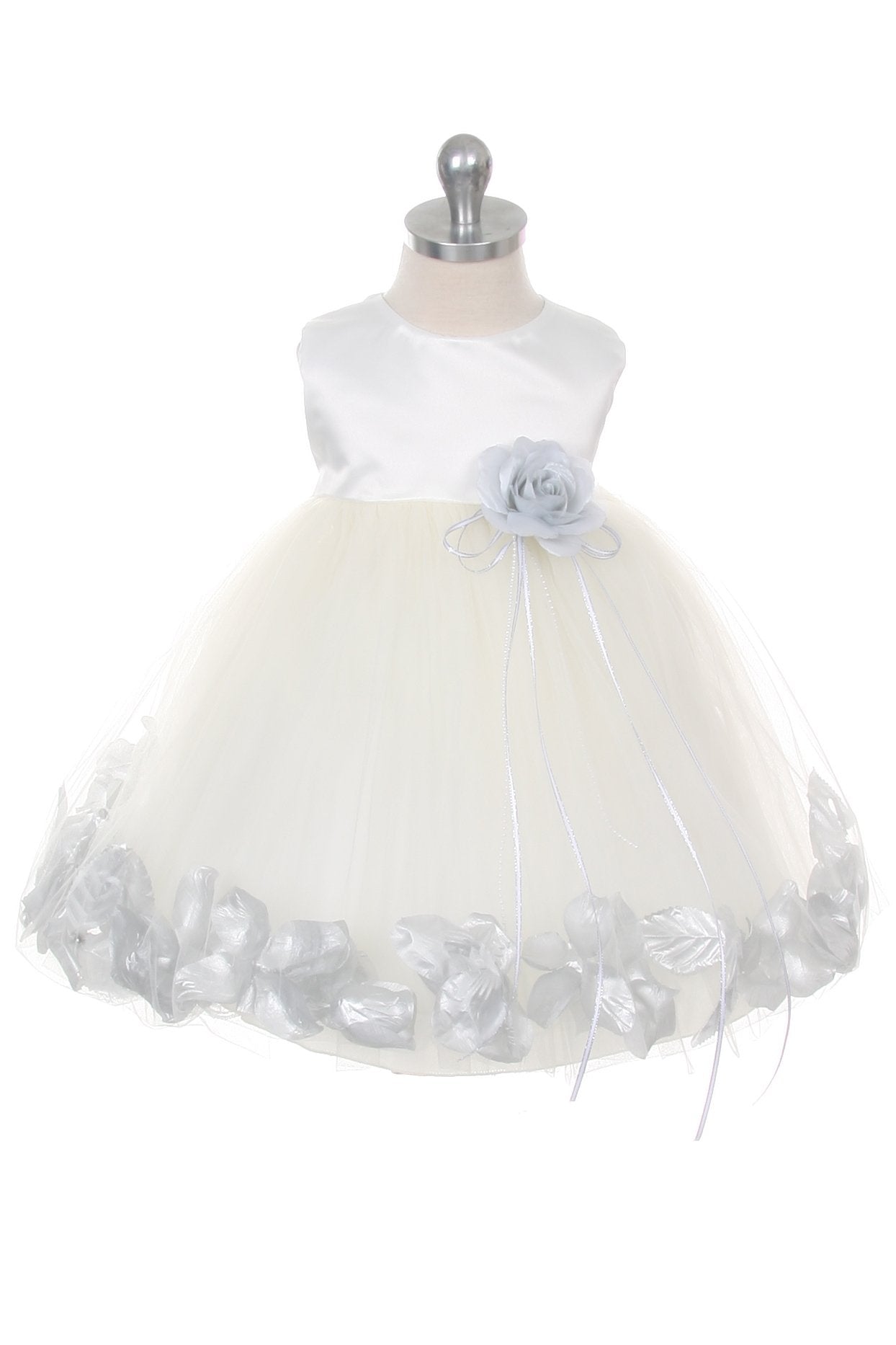 Dress - Satin Flower Petal Baby Dress (White Dress)