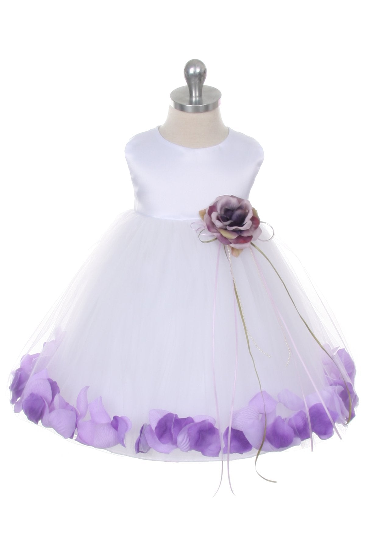 Dress - Satin Flower Petal Baby Dress (White Dress)