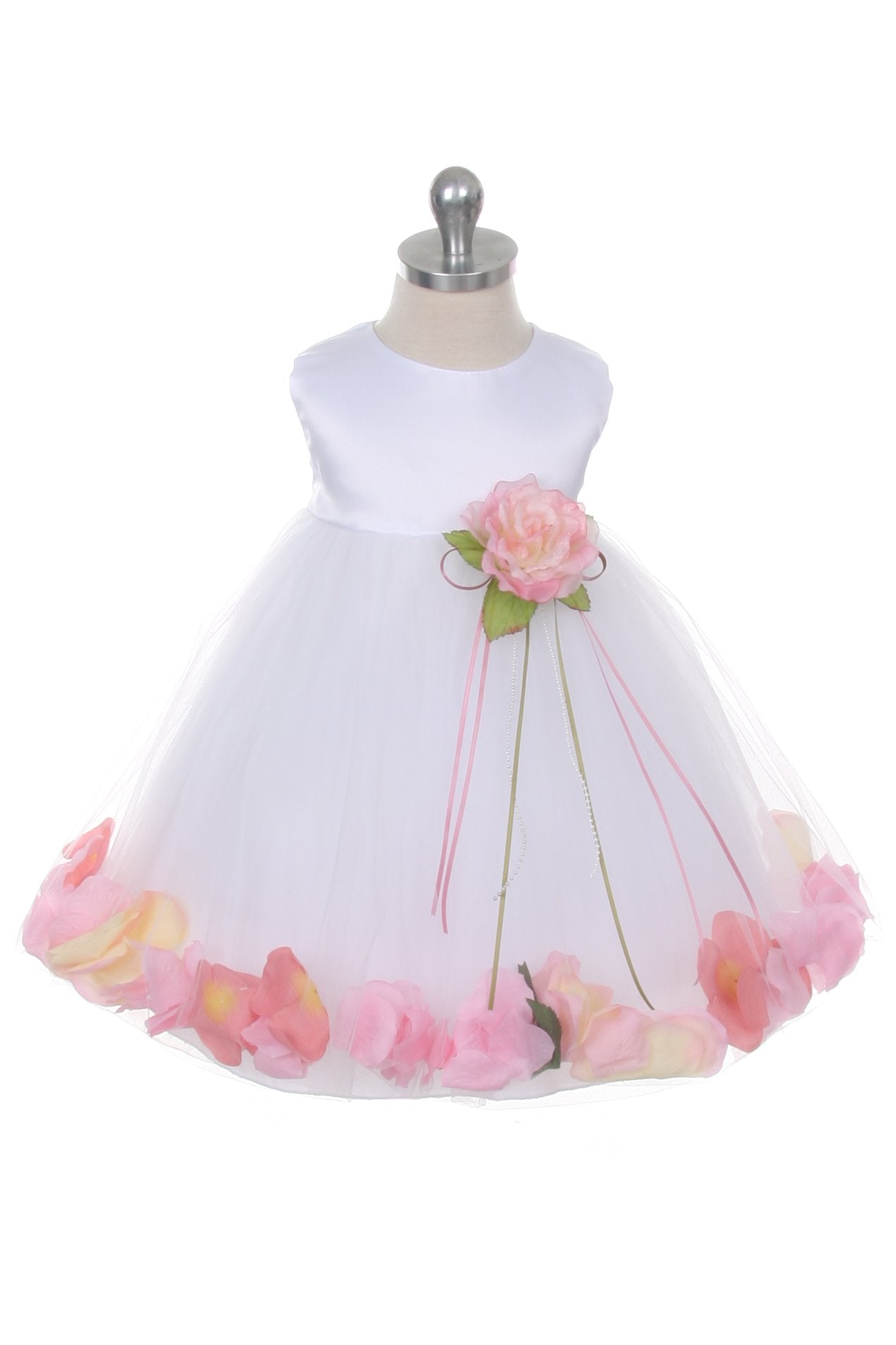 Dress - Satin Flower Petal Baby Dress (White Dress)