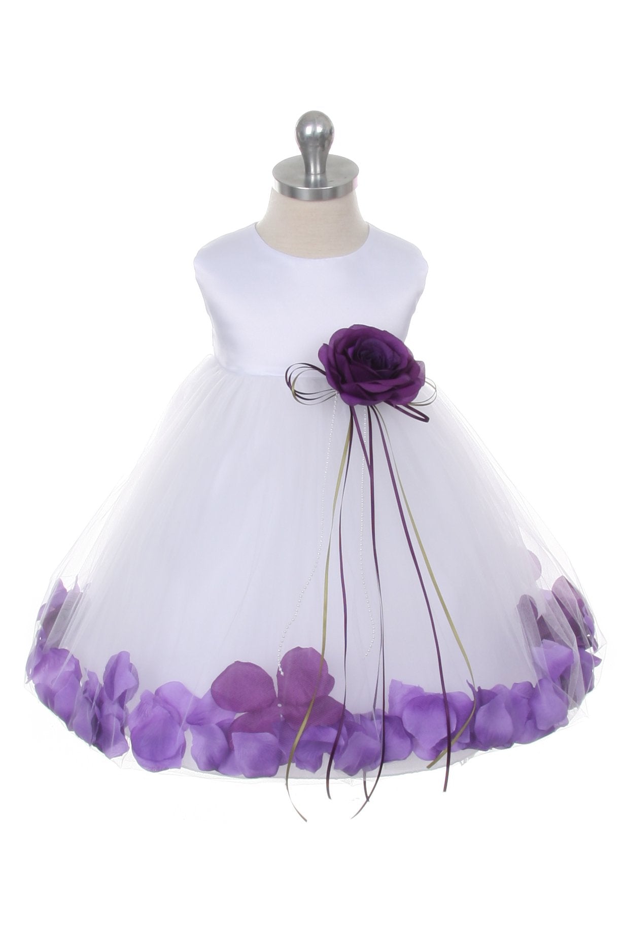 Dress - Satin Flower Petal Baby Dress (White Dress)