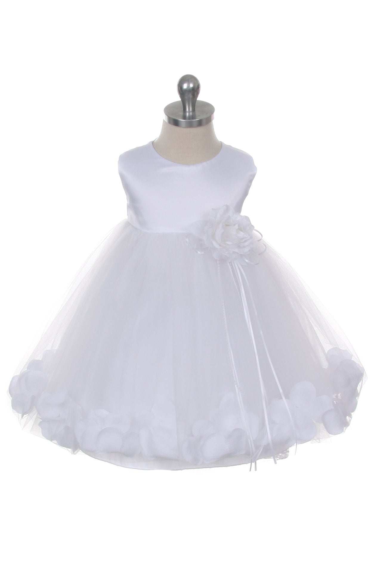 Dress - Satin Flower Petal Baby Dress (White Dress)