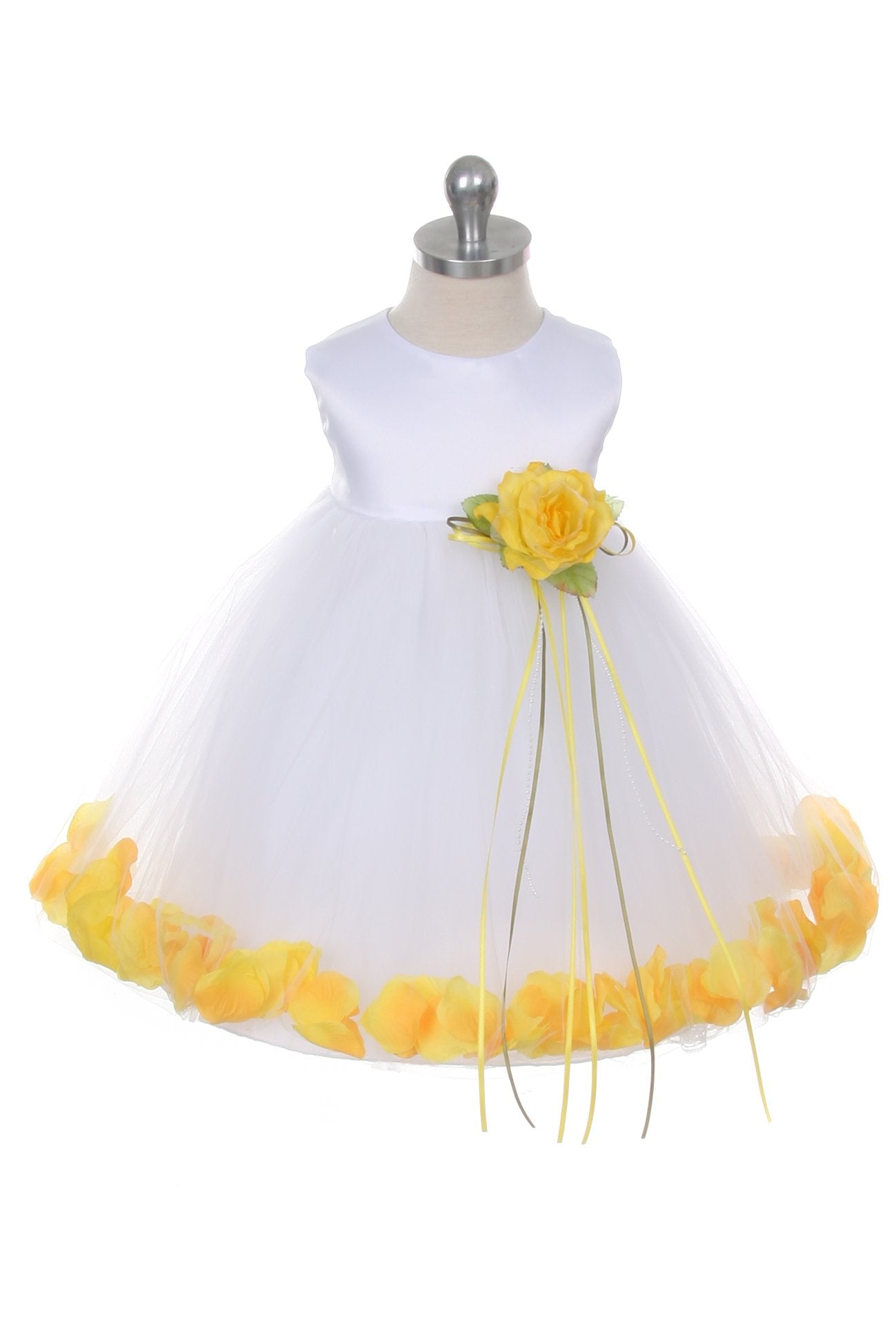 Dress - Satin Flower Petal Baby Dress (White Dress)