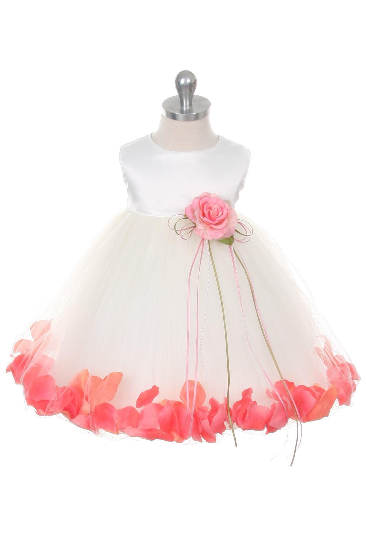 Dress - Satin Flower Petal Baby Dress (White Dress)