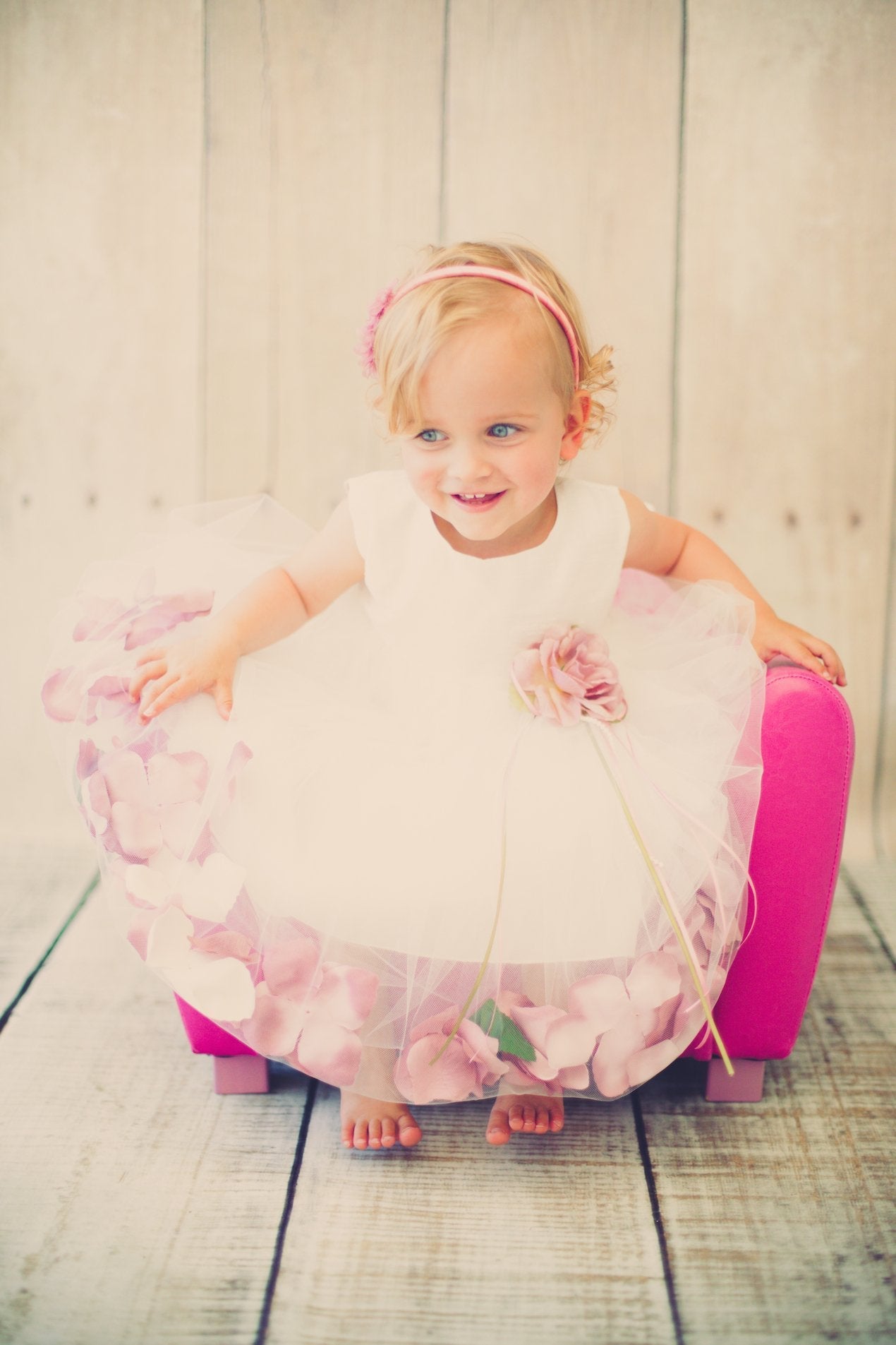 Dress - Satin Flower Petal Baby Dress (White Dress)