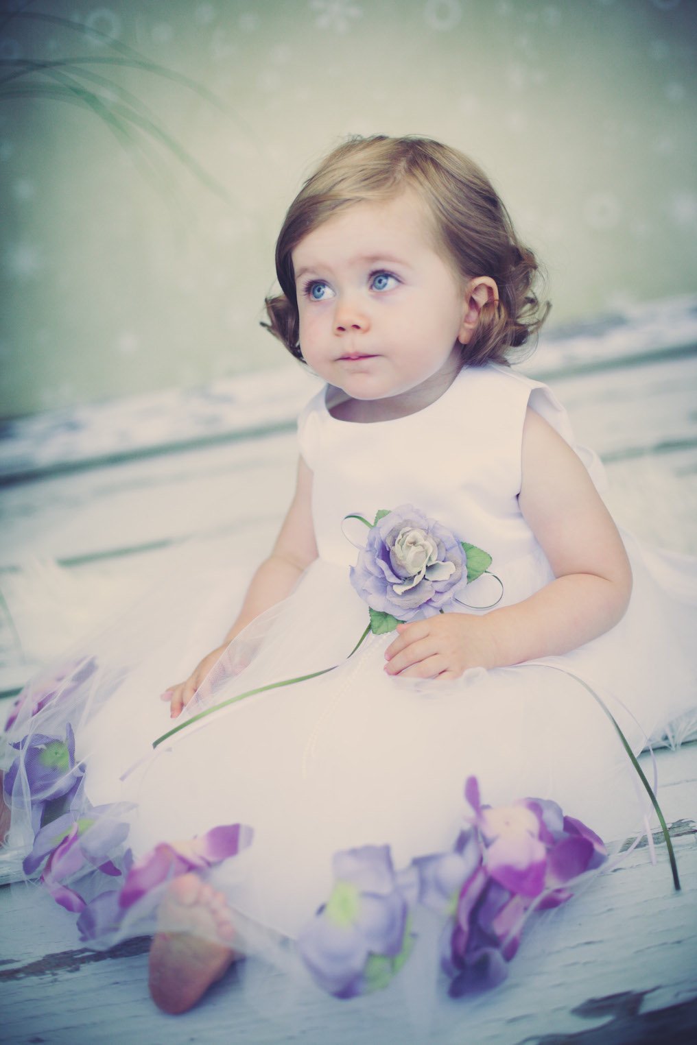 Dress - Satin Flower Petal Baby Dress (White Dress)