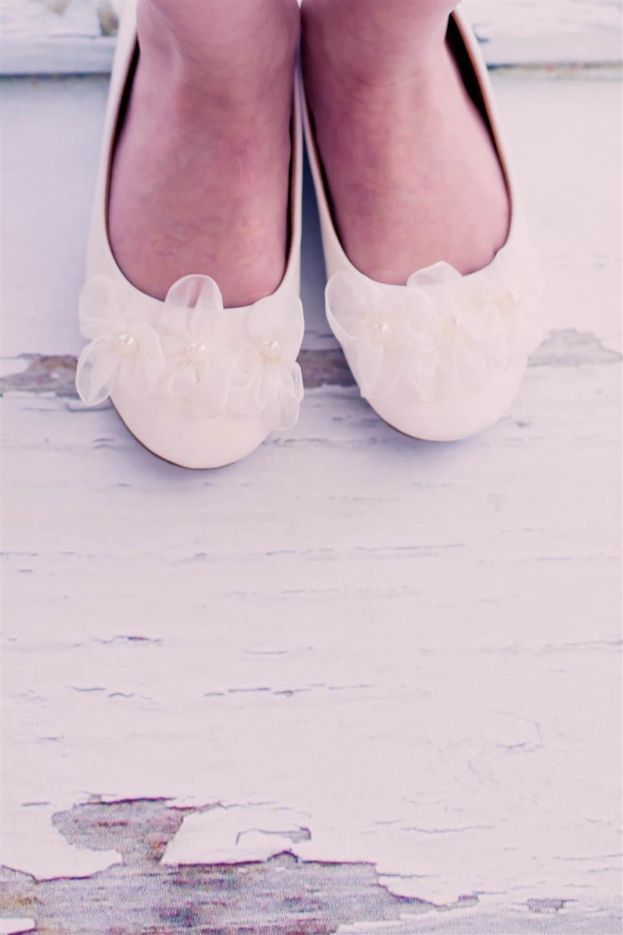 Shoes - Ballerina Slippers W/ Pearl Flowers