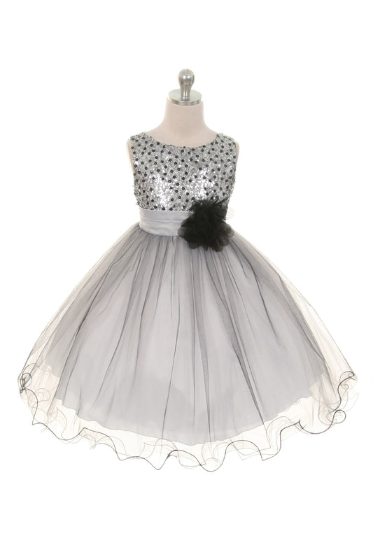 327+ Multi-Sequin Trio Color Tulle Girls Plus Size Dress