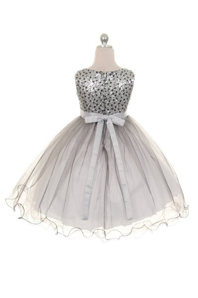 327+ Multi-Sequin Trio Color Tulle Girls Plus Size Dress