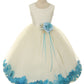 160B+ White Satin Flower Petal Plus Size Girl Dress