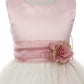 160B Dusty Rose Top Satin Flower Petal Girl Dress