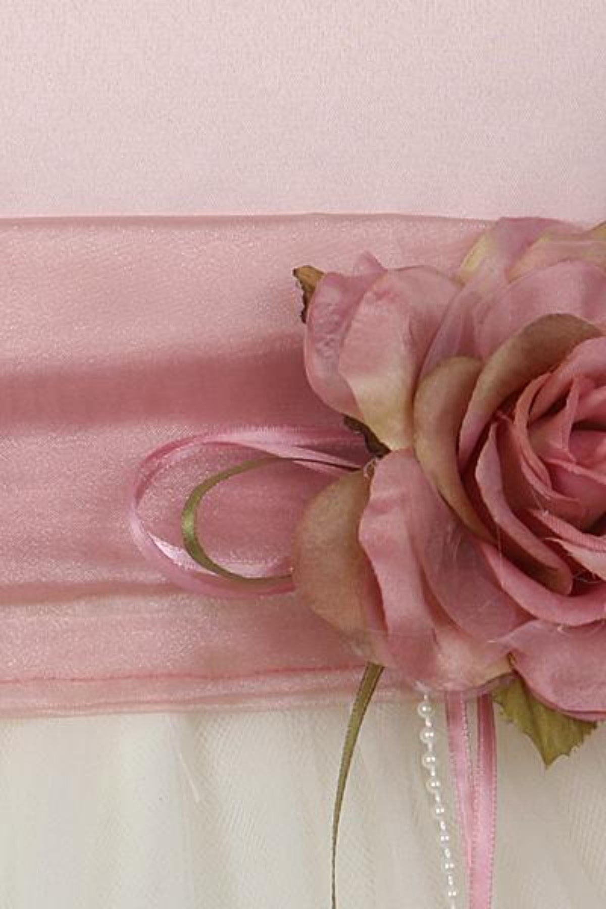 160B Dusty Rose Top Satin Flower Petal Girl Dress