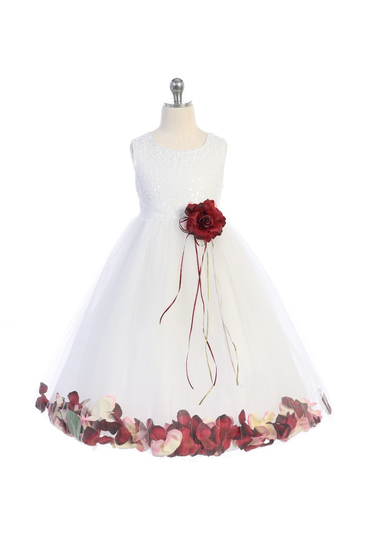 160C Sequin Top Flower Petal Girl Dress (1 of 2)