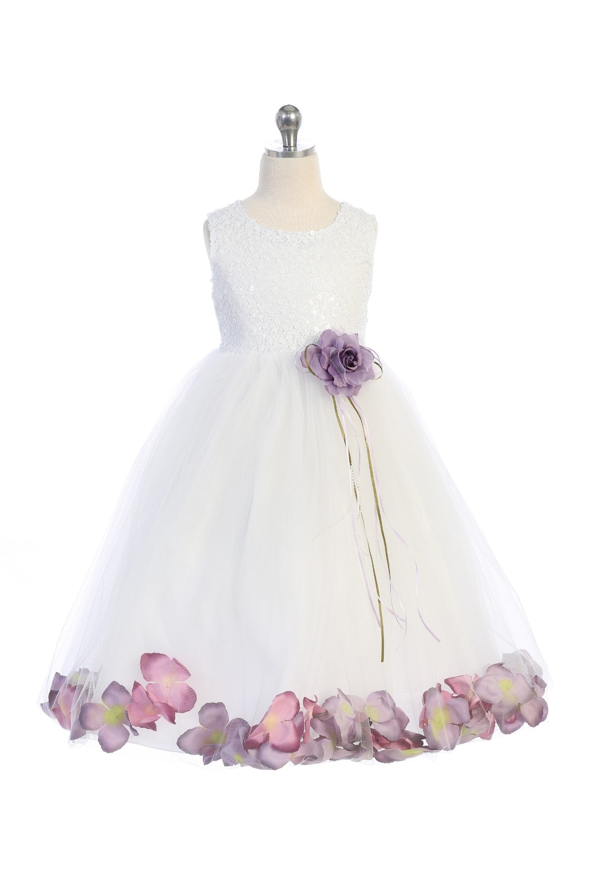 160C Sequin Top Flower Petal Girls Dress (2 of 2)