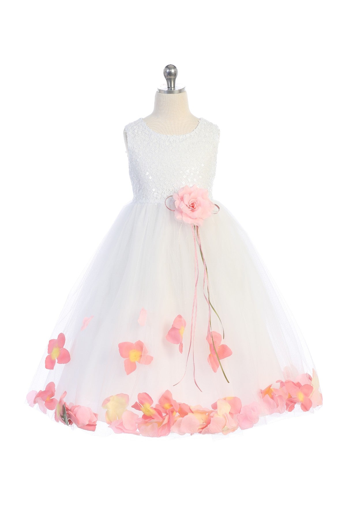 160C Sequin Top Flower Petal Girls Dress (2 of 2)