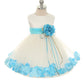 195B[SASH] Ivory Satin Flower Petal Baby Dress with Organza Sash