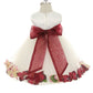 195B[SASH] Ivory Satin Flower Petal Baby Dress with Organza Sash
