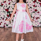 204-F Shantung Girls Dress Decorated with Flower Petals