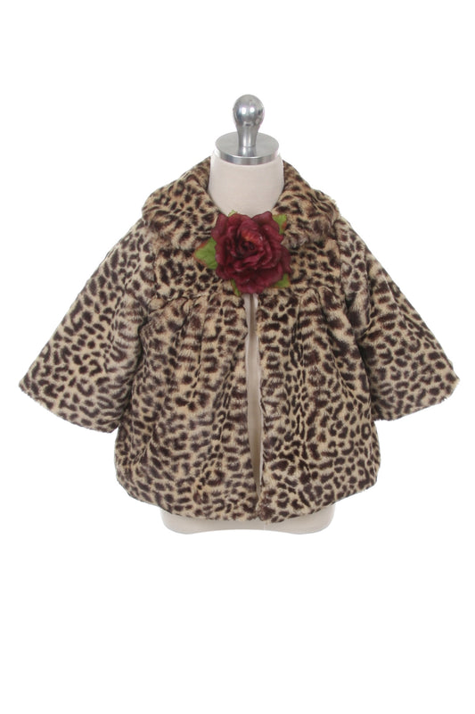 280CH Cheetah Print Extra Soft Fur Half Coat