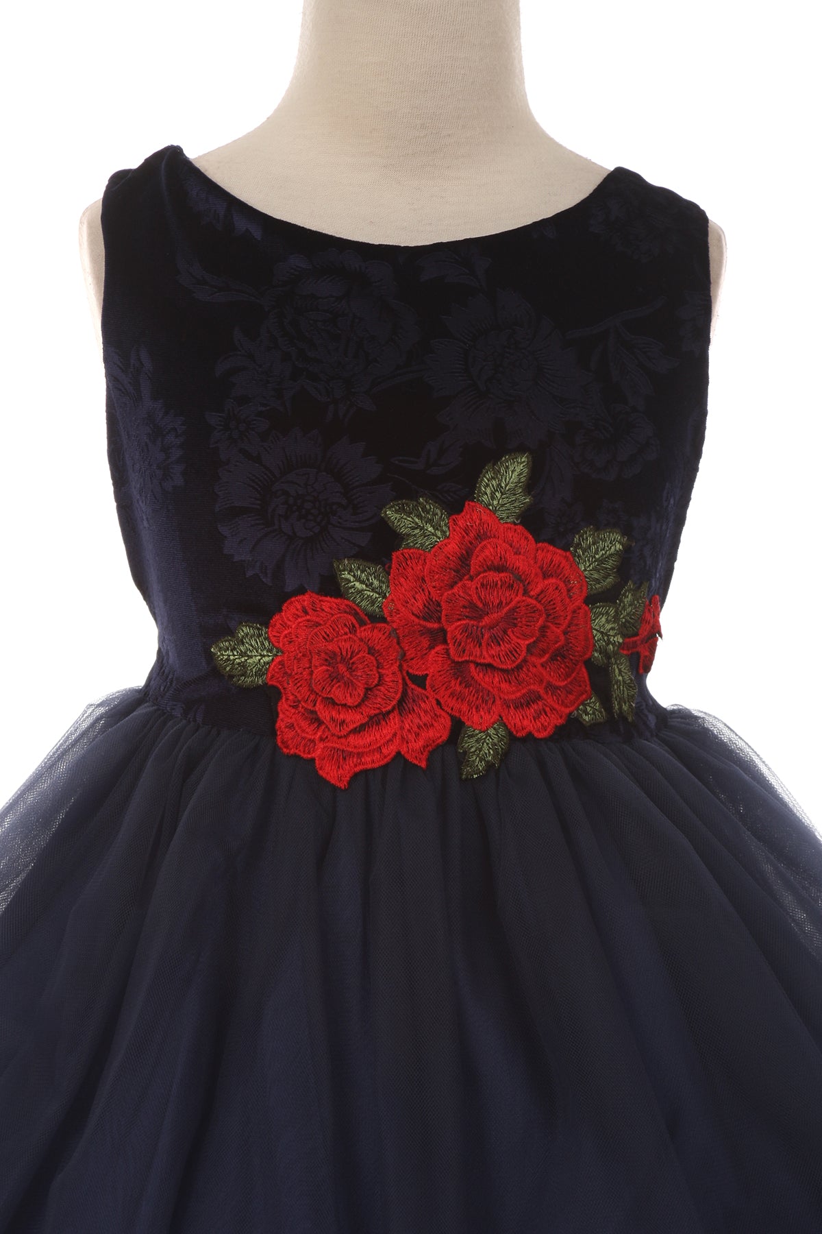 396+ Velvet Rose Patch Plus Size Girls Dress