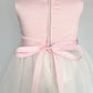 411P Pink & Rose Gold Rhinestone Satin & Tulle Girls Dress