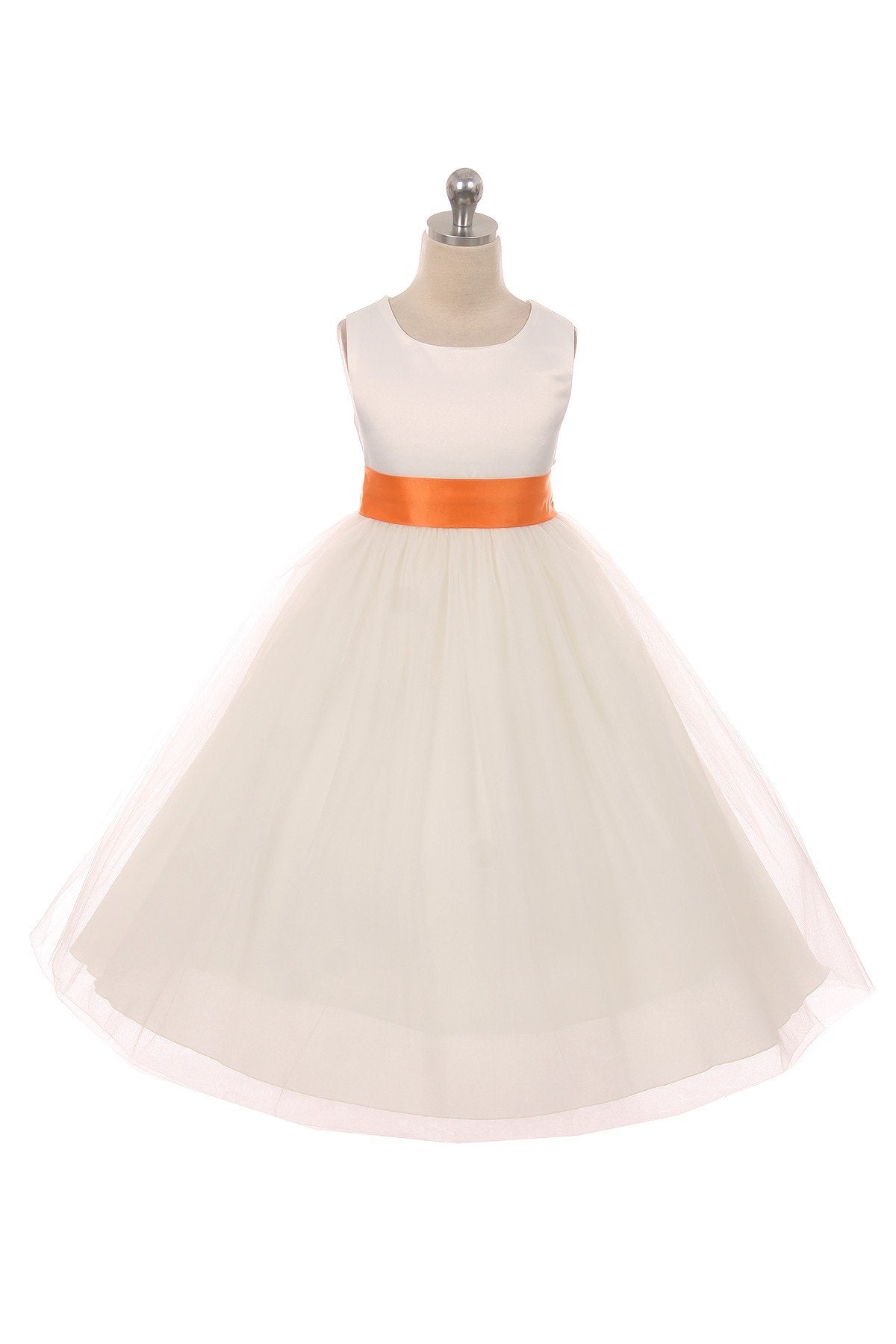 411 White Satin Sash & Bow Girls Dress (2 of 2)