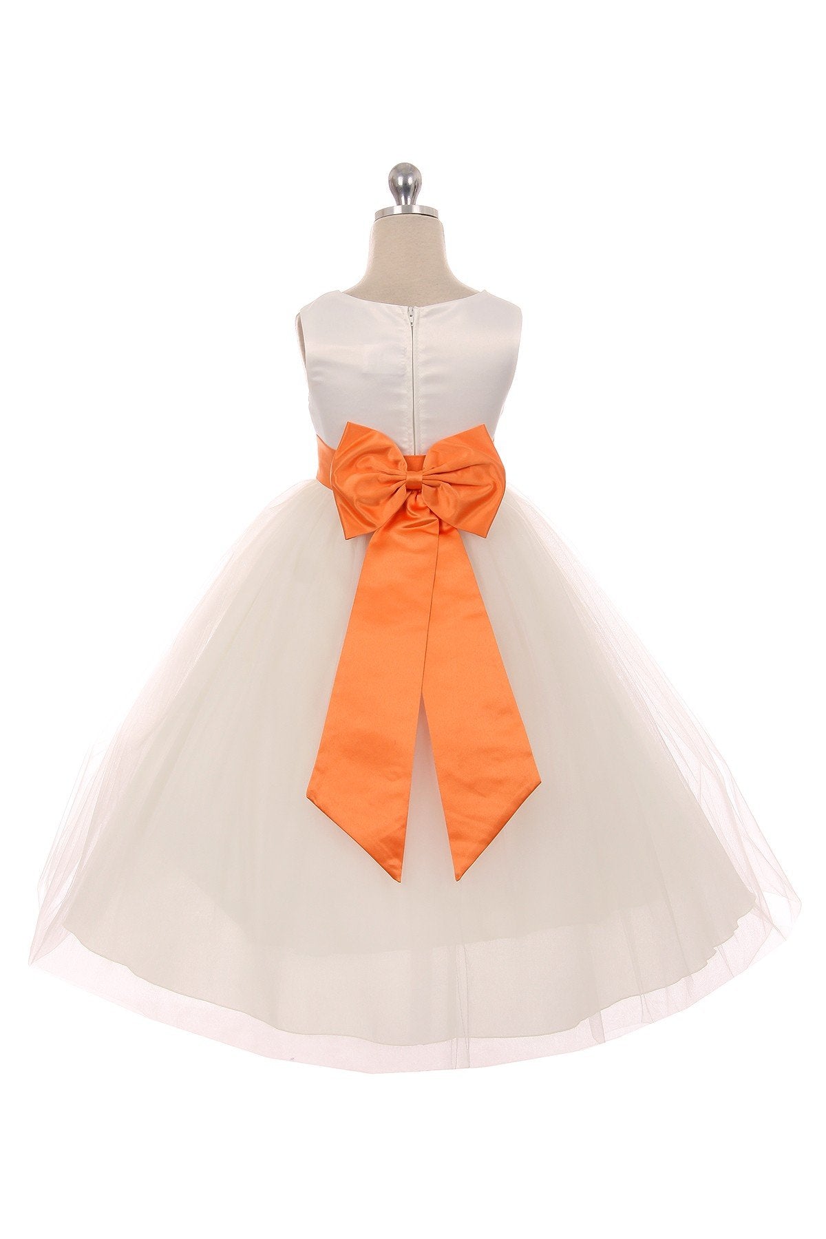 411 White Satin Sash & Bow Girls Dress (2 of 2)