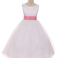 411 White Satin Sash & Bow Girls Dress (2 of 2)