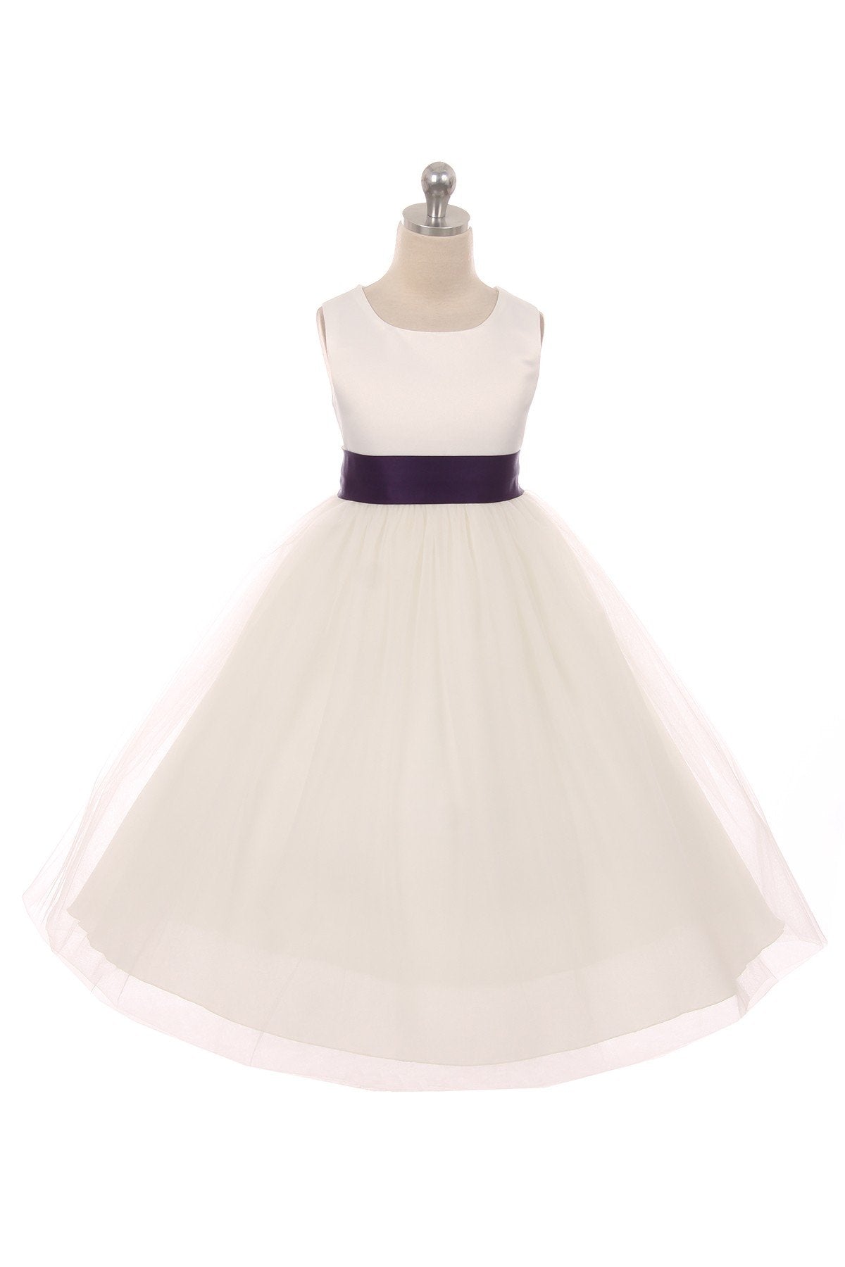 411 White Satin Sash & Bow Girls Dress (2 of 2)