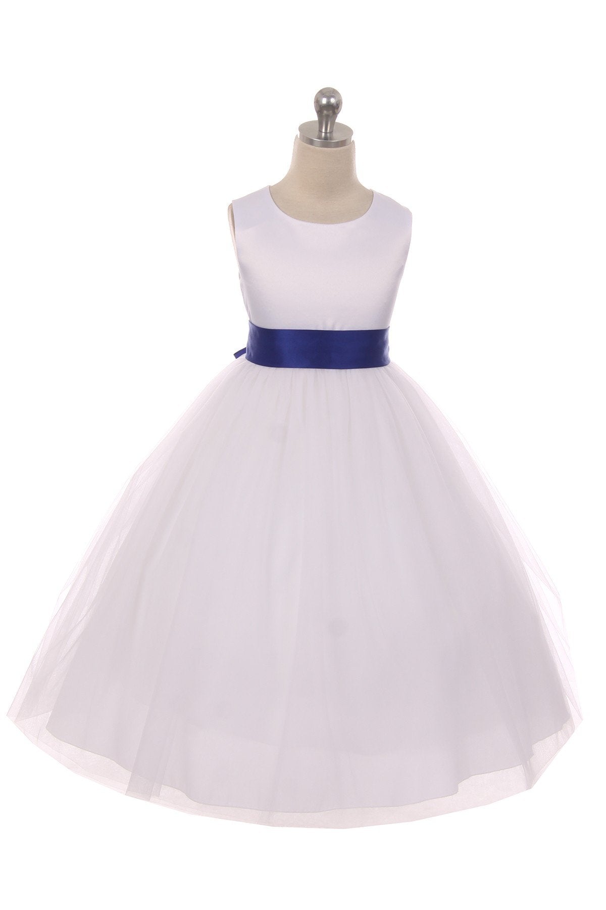 411 White Satin Sash & Bow Girls Dress (2 of 2)