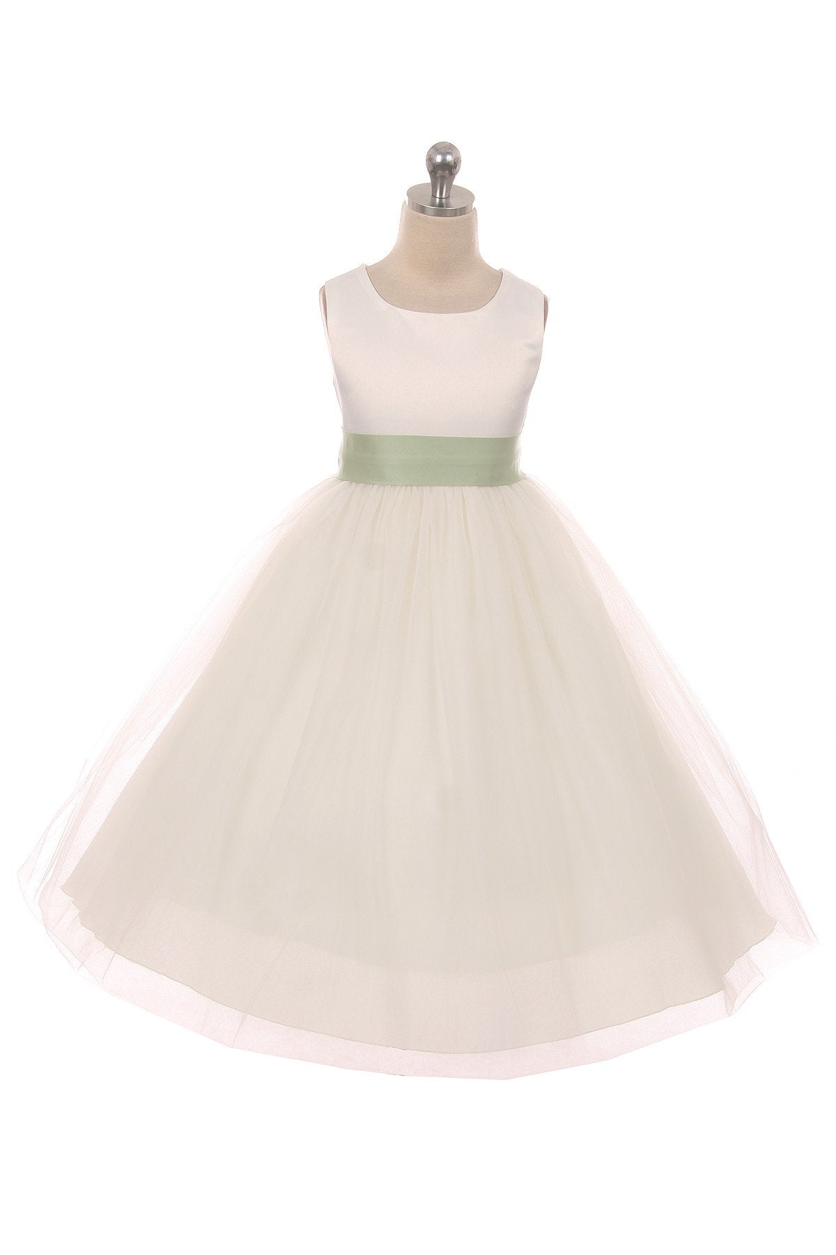 411 Ivory Satin Sash & Bow Girls Dress (2 of 2)