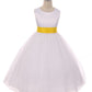 411 White Satin Sash & Bow Girls Dress (2 of 2)