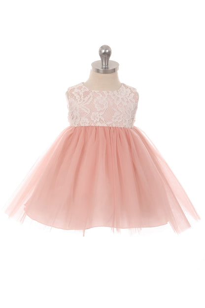 414B Lace Illusion Baby Dress (Sale Colors)